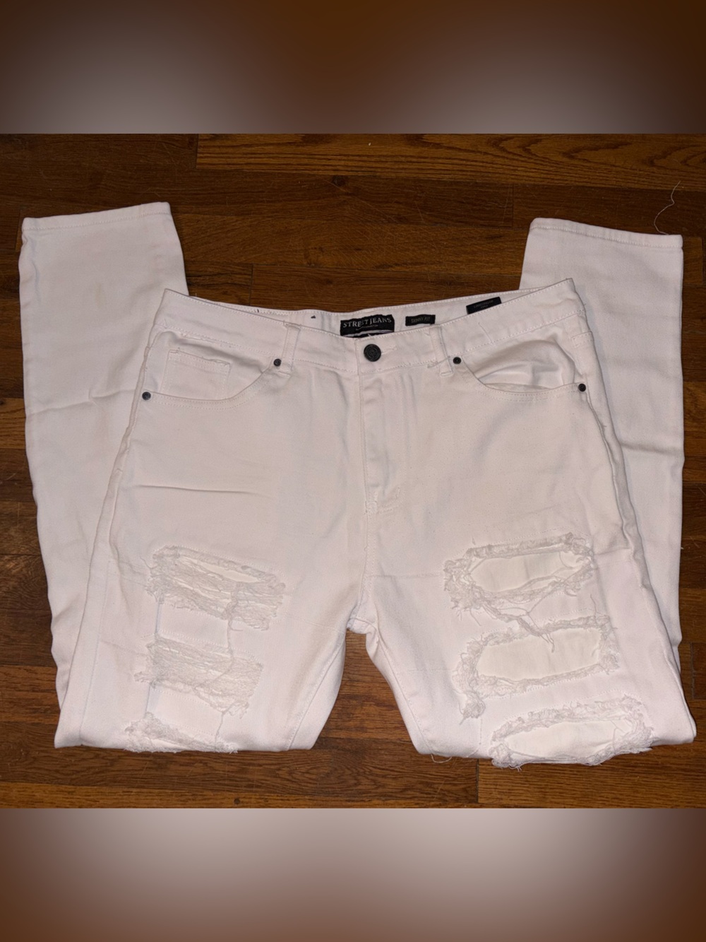Women’s Distressed White Denim Jeans
